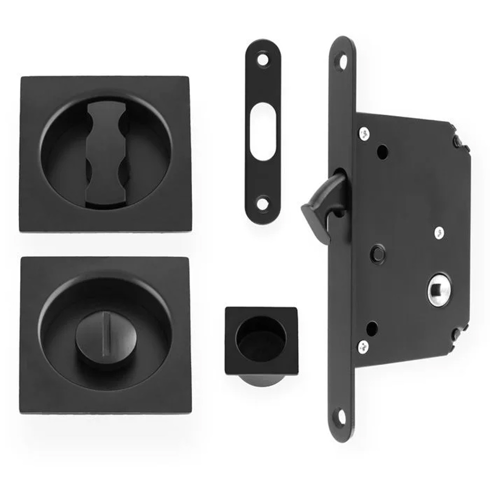 Henderson Square Sliding Door Lock - Black